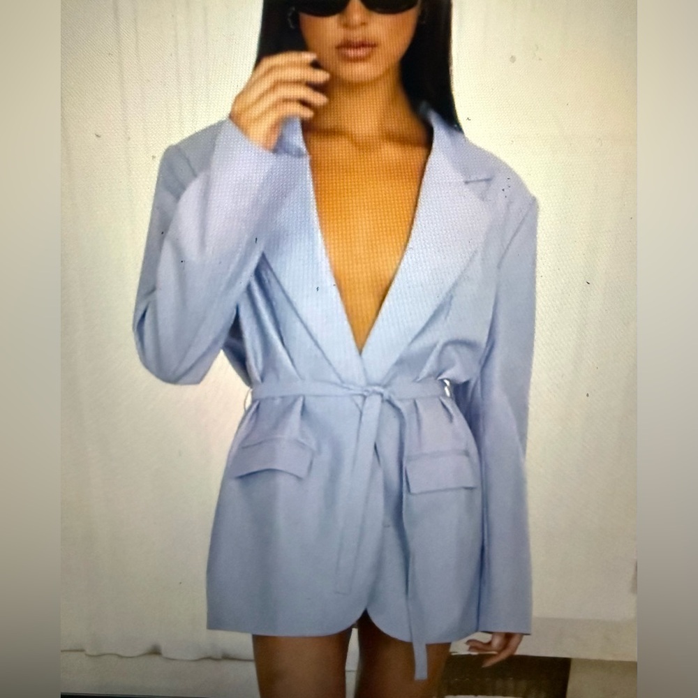 Lioness Olympia women's oversized powder blue blazer dress Sz M